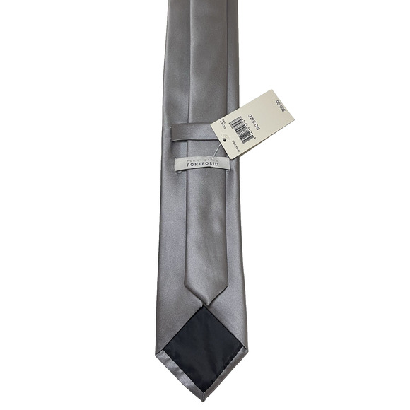 PERRY ELLIS Portfolio Men's 100% Polyester Tie Silver Gray NWT $55 - Picture 2 of 3
